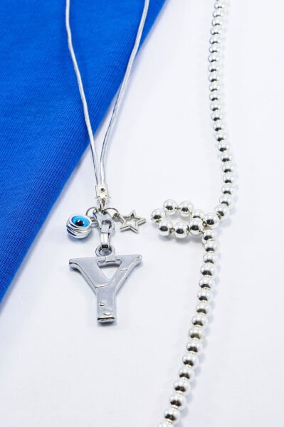 Metal Nazar Boncuğu Yıldız Y Harfli Dikiz Ayna Süsü, Elastik İpli Hediyelik Yeni Araba Hediyesi