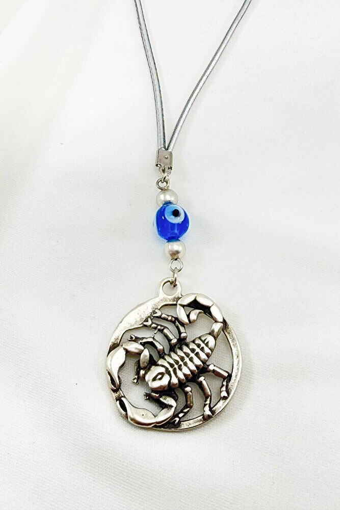 Gümüş Renkli El Yapımı Cam Nazar Boncuğu Akrep Burcu Araba Dikiz Ayna Süsü, Akrep Araba Hediyesi