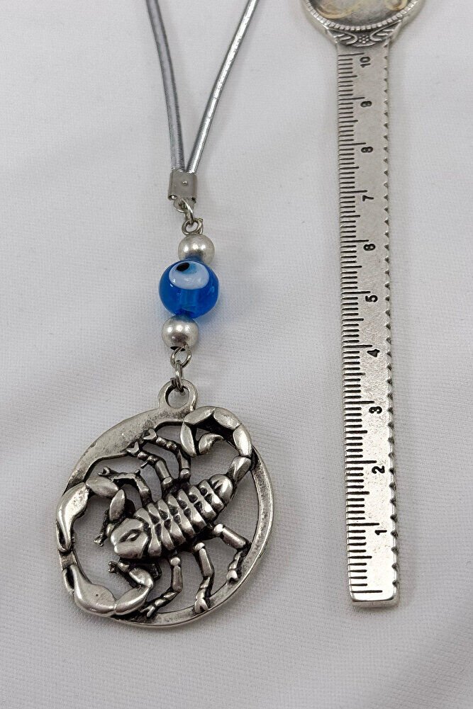 Gümüş Renkli El Yapımı Cam Nazar Boncuğu Akrep Burcu Araba Dikiz Ayna Süsü, Akrep Araba Hediyesi