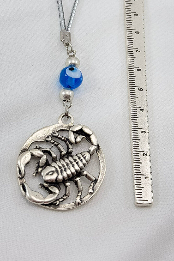 Gümüş Renkli El Yapımı Cam Nazar Boncuğu Akrep Burcu Araba Dikiz Ayna Süsü, Akrep Araba Hediyesi