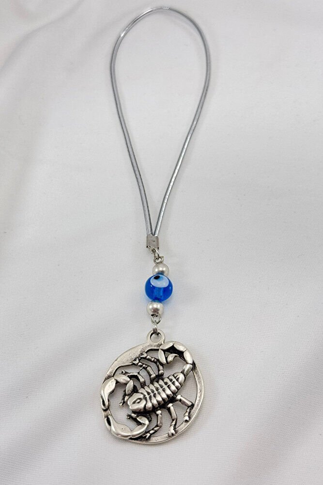 Gümüş Renkli El Yapımı Cam Nazar Boncuğu Akrep Burcu Araba Dikiz Ayna Süsü, Akrep Araba Hediyesi