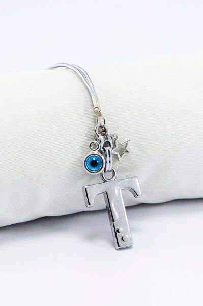 Metal Nazar Boncuğu Yıldız T Harfli Dikiz Ayna Süsü, Elastik İpli Hediyelik Yeni Araba Hediyesi