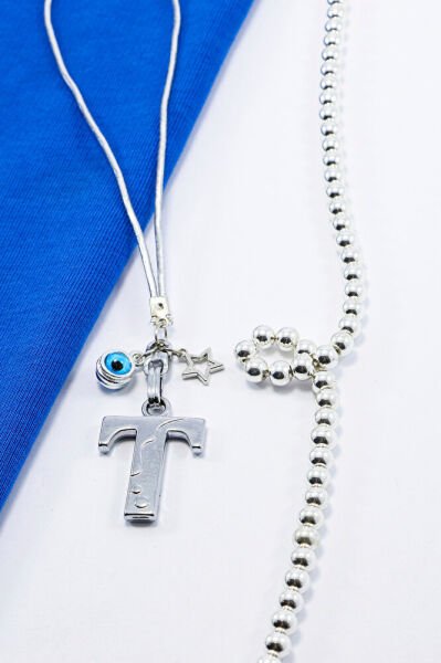 Metal Nazar Boncuğu Yıldız T Harfli Dikiz Ayna Süsü, Elastik İpli Hediyelik Yeni Araba Hediyesi