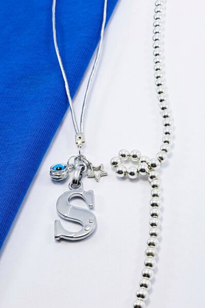 Metal Nazar Boncuğu Yıldız S Harfli Dikiz Ayna Süsü, Elastik İpli Hediyelik Yeni Araba Hediyesi