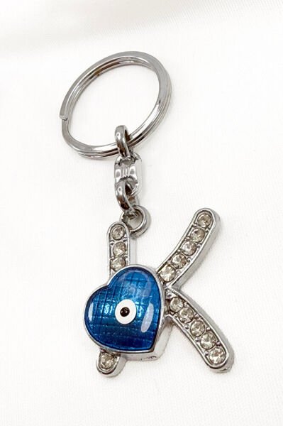 Evil Eye Bead Letter K Keychain / Car Rearview Mirror Ornament Metal Gift Accessory