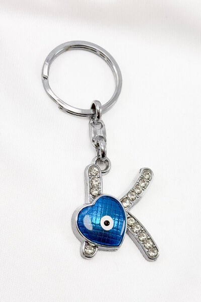 Evil Eye Bead Letter K Keychain / Car Rearview Mirror Ornament Metal Gift Accessory