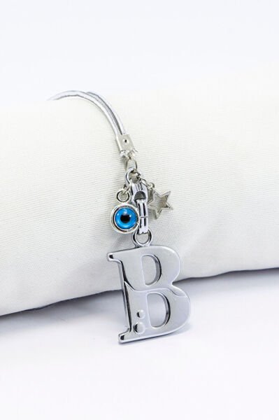 Metal Nazar Boncuğu Yıldız B Harfli Dikiz Ayna Süsü, Elastik İpli Hediyelik Yeni Araba Hediyesi