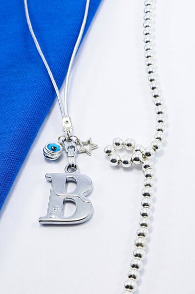 Metal Nazar Boncuğu Yıldız B Harfli Dikiz Ayna Süsü, Elastik İpli Hediyelik Yeni Araba Hediyesi