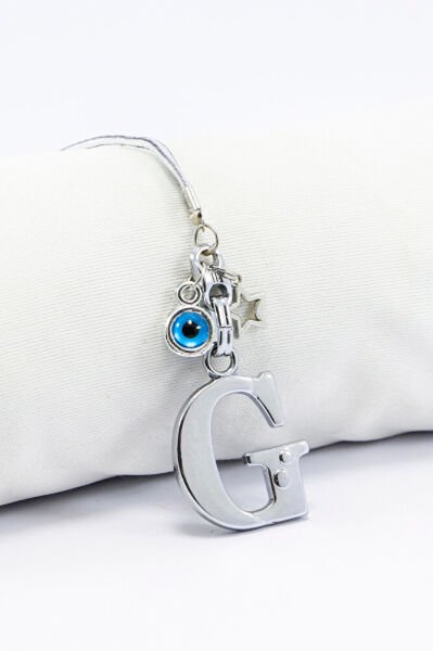 Metal Nazar Boncuğu Yıldız G Harfli Dikiz Ayna Süsü, Elastik İpli Hediyelik Yeni Araba Hediyesi