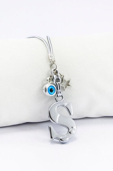 Metal Nazar Boncuğu Yıldız Ş Harfli Dikiz Ayna Süsü, Elastik İpli Hediyelik Yeni Araba Hediyesi