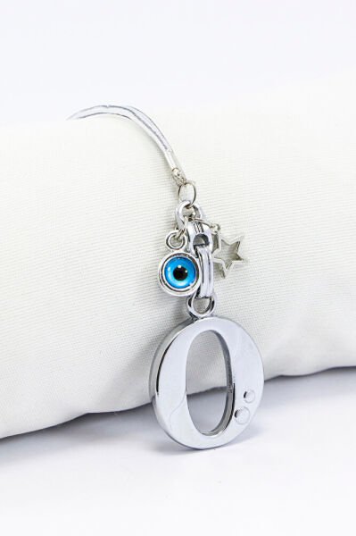 Metal Nazar Boncuğu Yıldız O Harfli Dikiz Ayna Süsü, Elastik İpli Hediyelik Yeni Araba Hediyesi