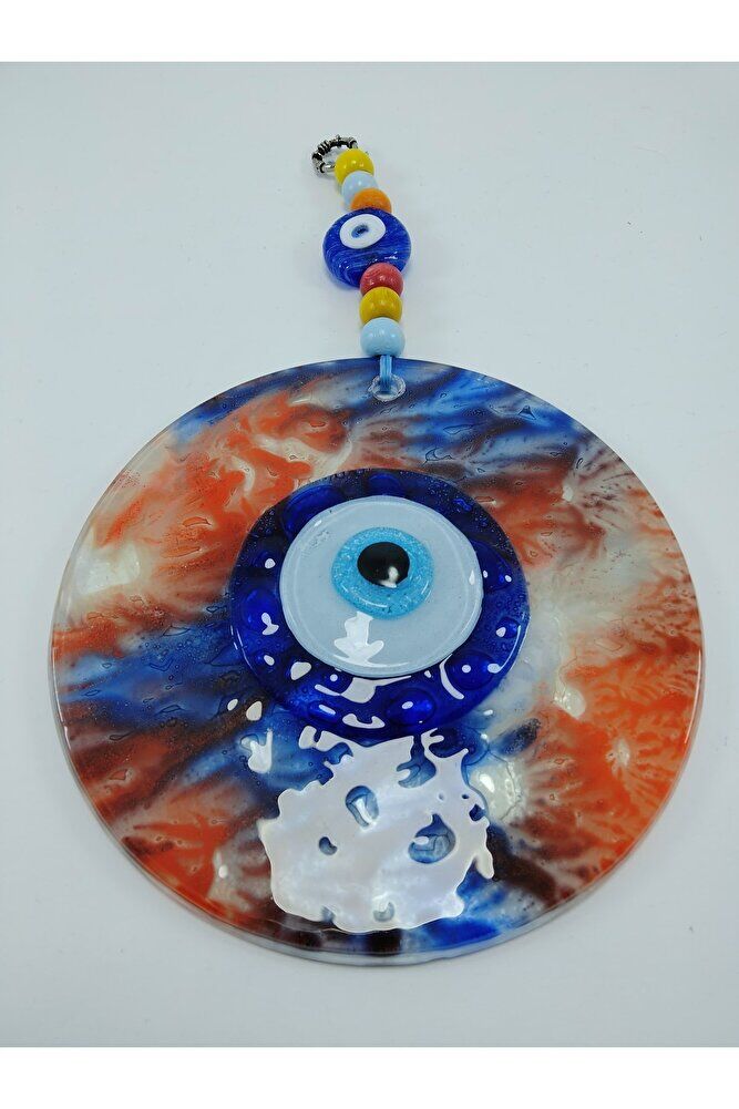 Renkli Nazar Boncuğu 13 Cm El Yapımı Cam Duvar Dekoru Hediyelik Eşya