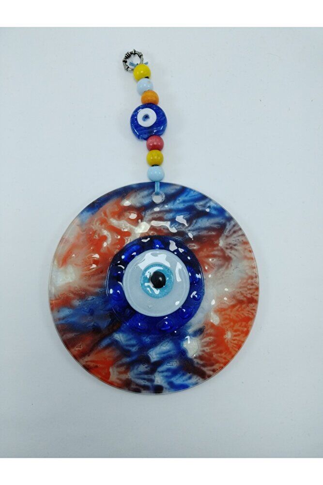 Renkli Nazar Boncuğu 13 Cm El Yapımı Cam Duvar Dekoru Hediyelik Eşya