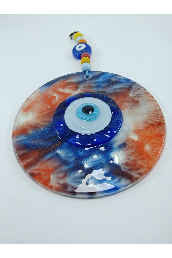 Renkli Nazar Boncuğu 13 Cm El Yapımı Cam Duvar Dekoru Hediyelik Eşya