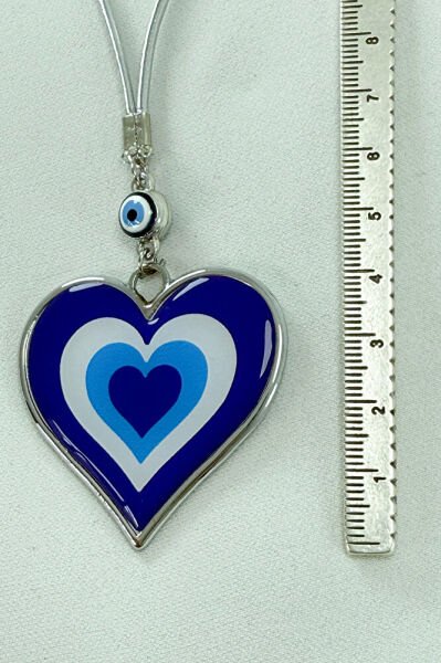 Steel Framed Naza Bead Double Sided Evil Eye Heart Car Rearview Mirror Ornament / New Car Gift