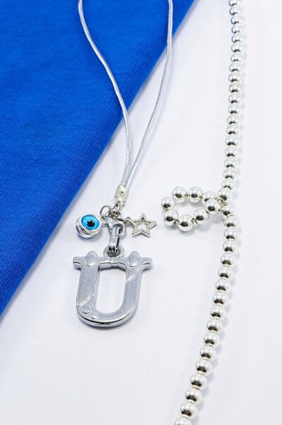 Metal Nazar Boncuğu Yıldız Ç Harfli Dikiz Ayna Süsü, Elastik İpli Hediyelik Yeni Araba Hediyesi