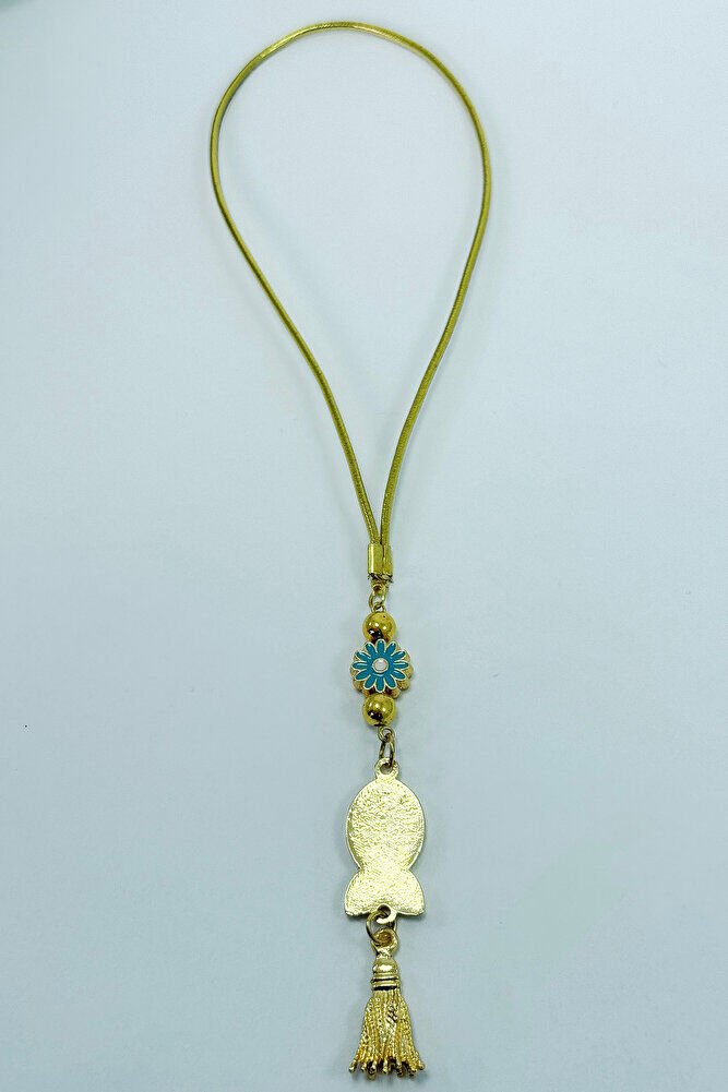 Mavi Çiçek Metal Püskül Renkli Nazar Balık Araba Dikiz Ayna Süsü, Yeni Araba Hediyesi