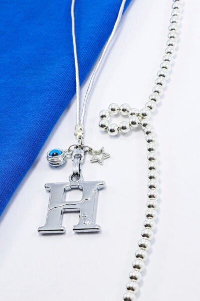 Metal Nazar Boncuğu Yıldız H Harfli Dikiz Ayna Süsü, Elastik İpli Hediyelik Yeni Araba Hediyesi