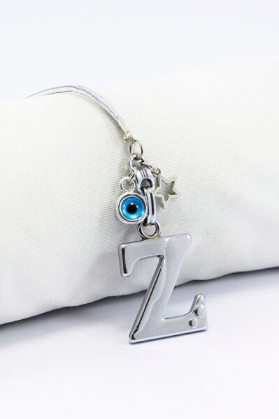 Metal Nazar Boncuğu Yıldız Z Harfli Dikiz Ayna Süsü, Elastik İpli Hediyelik Yeni Araba Hediyesi