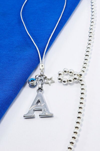 Metal Nazar Boncuğu Yıldız A Harfli Dikiz Ayna Süsü, Elastik İpli Hediyelik Yeni Araba Hediyesi