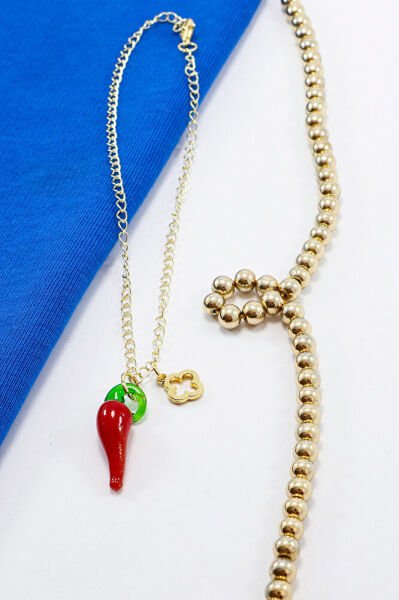 El Yapımı Cam Kırmızı Biber Araba Dikiz Ayna Süsü, Ayarlanabilir Zincirli Metal Yoncalı