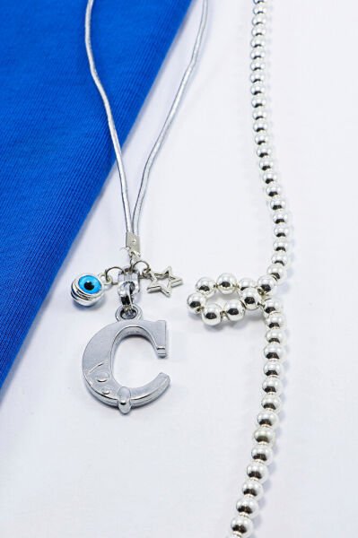 Metal Nazar Boncuğu Yıldız Ç Harfli Dikiz Ayna Süsü, Elastik İpli Hediyelik Yeni Araba Hediyesi