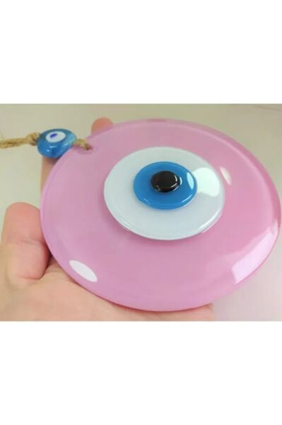 Toz Pembe Büyük Cam Nazar Boncuğu 12 cm