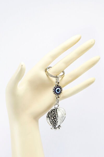 Nar ve Nazar Boncuklu Metal Anahtarlık, Hediyelik Küçük Çanta Süsü