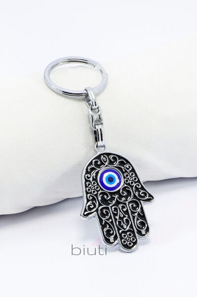 Metal Siyah Hamse Anahtarlık, Fatıma Ana Eli Anahtarlık